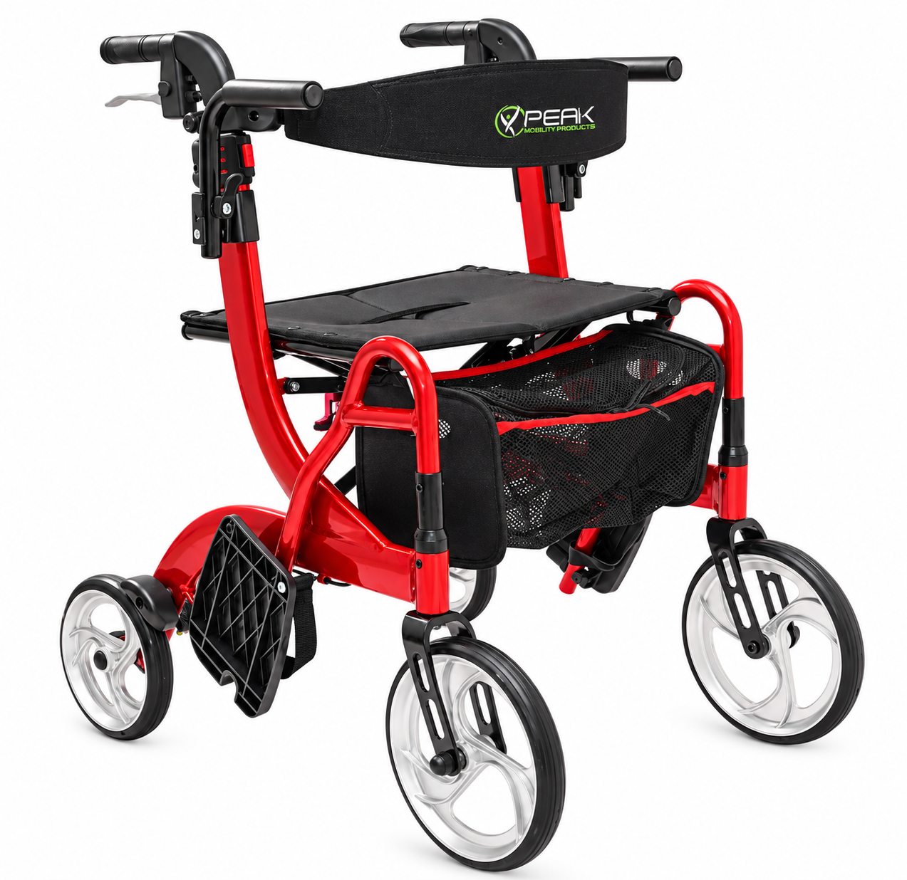 Peak Care Ellipse Lite 2-Way Rollator – Red