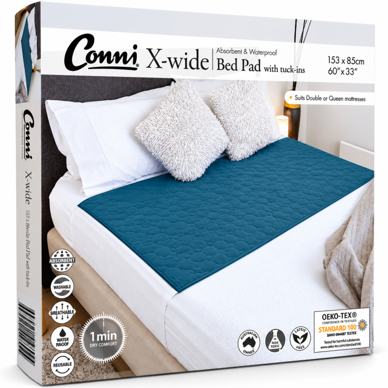 Conni Bed Pad Extra Wide w- Tuck-ins - Teal Blue