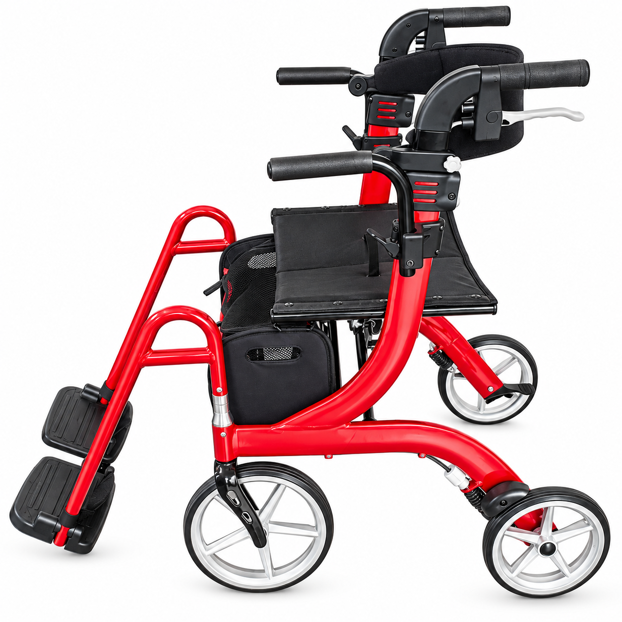 Peak Care Ellipse Lite 2-Way Rollator – Red - Image 2