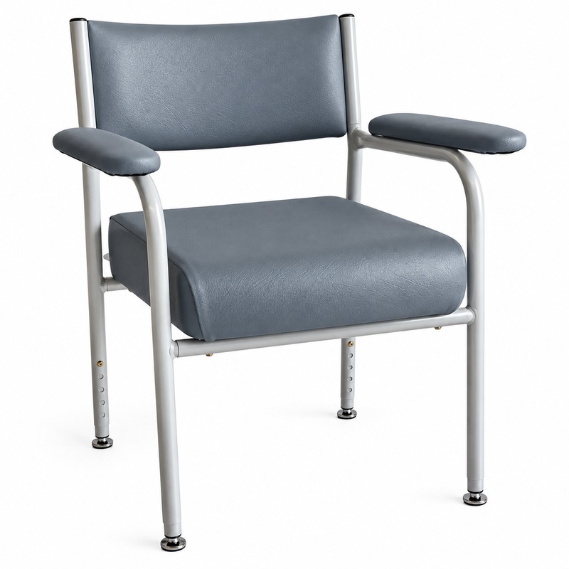Grey low back utility support chair with adjustable silver frame