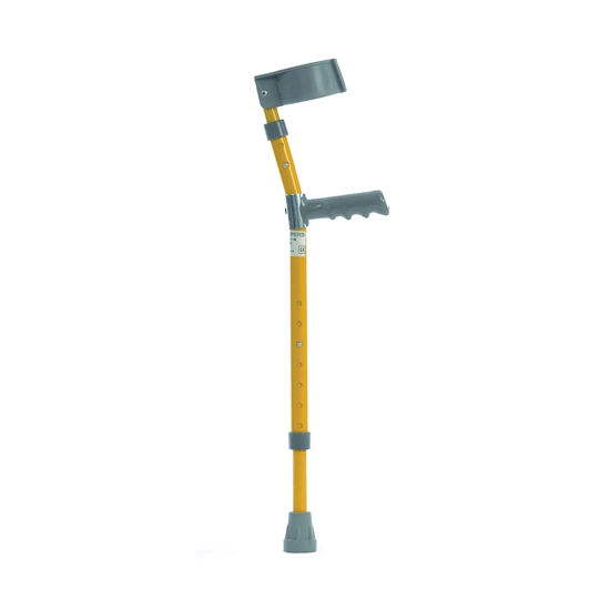 Yellow aluminium forearm crutches for children