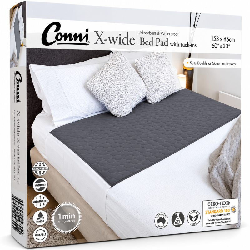 Conni Bed Pad Extra Wide with Tuck-ins - Charcoal