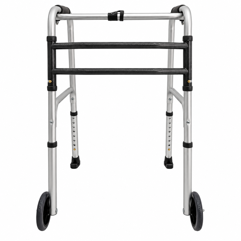Peak Care Deluxe Folding Walker W/ Wheels And Skis