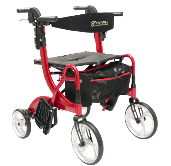 Peak Care Ellipse Lite 2-Way Rollator – Red