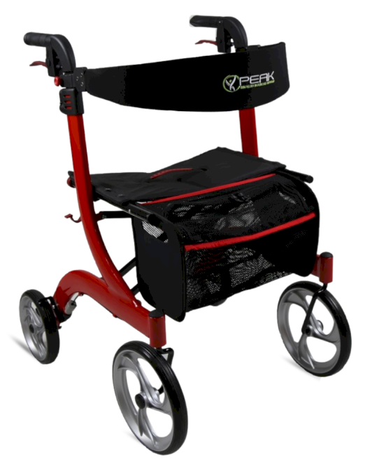 Peak Care Ellipse Lite Aluminium Rollator - Red Small