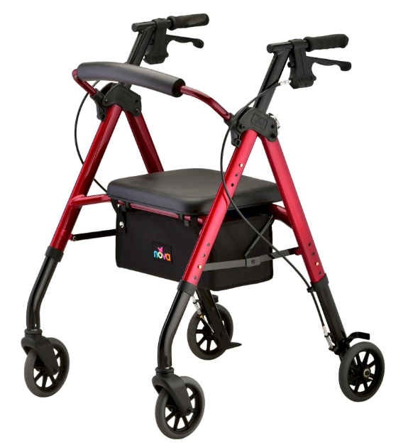 Star 8in Adjustable Rollator Red