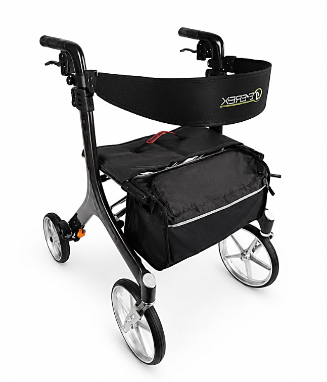 Peak Care Ellipse Superlite Carbon Fibre Rollator – Black Small