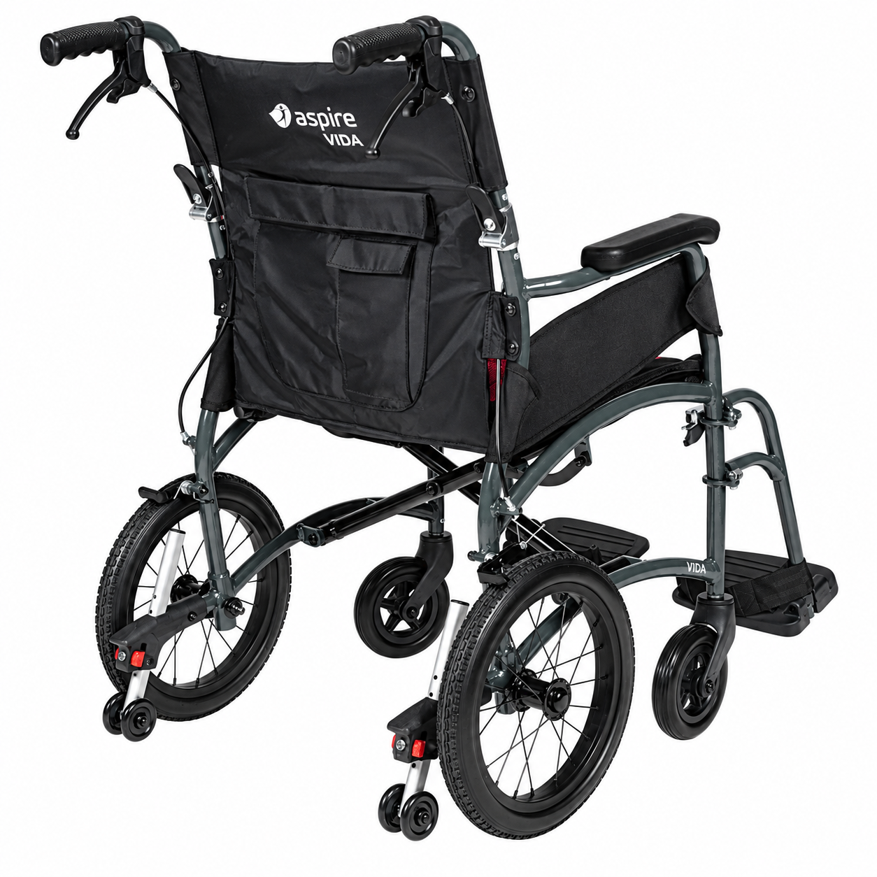 Aspire Vida Folding Manual Wheelchair - Attendant Propelled - Image 3