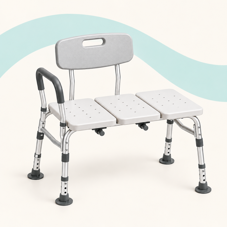 Bath transfer bench for bathing and showering
