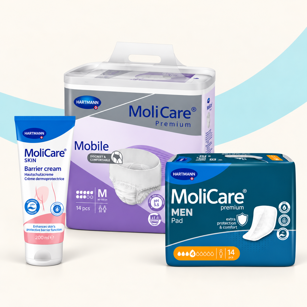 MoliCare cream and continence pads