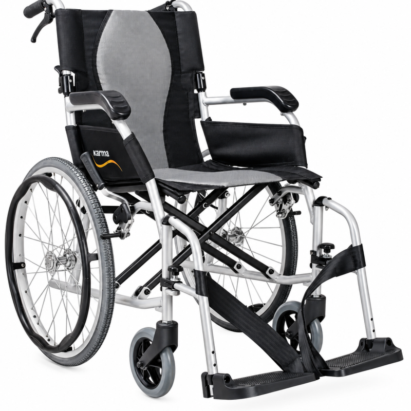 Karma ErgoLite deluxe 2 Self Propelled Wheelchair 18 X 16 Silver/Grey