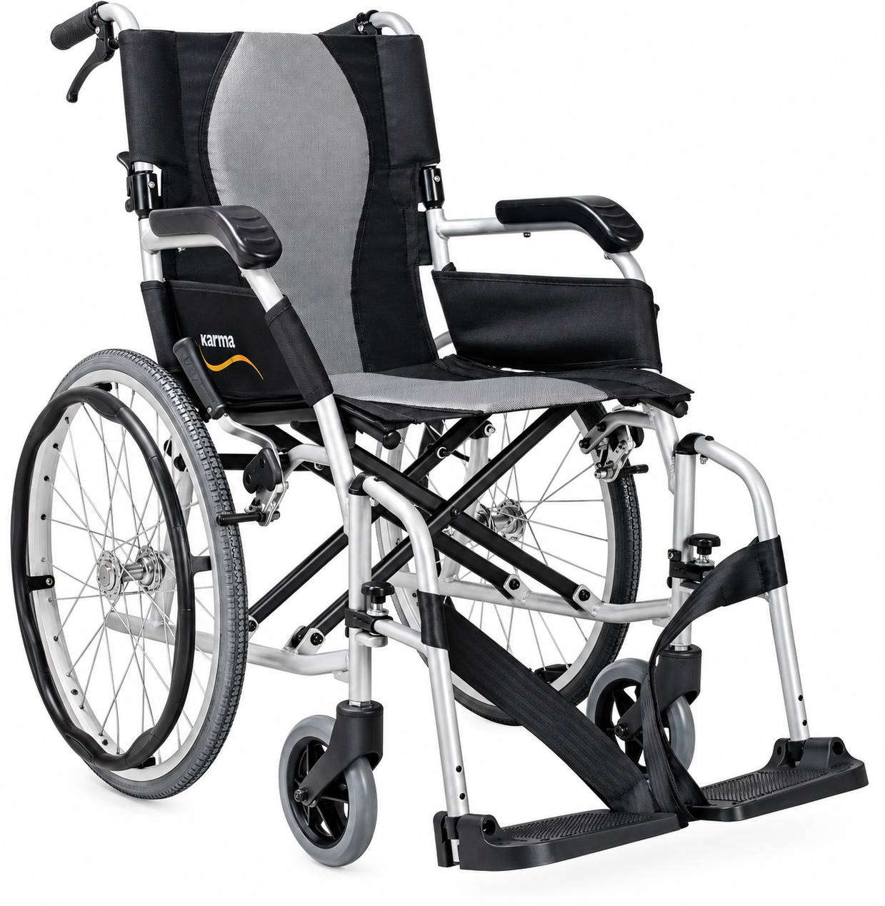 Karma ErgoLite deluxe 2 Self Propelled Wheelchair 18 X 16 Silver/Grey