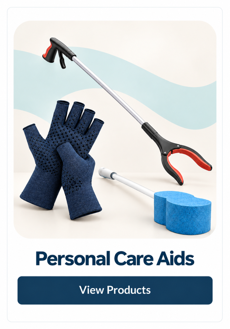 Personal Care Aids on cream and teal background